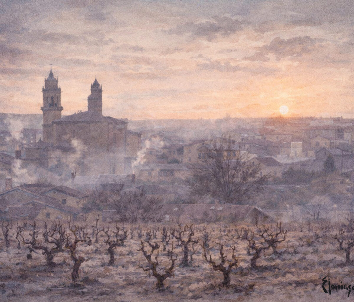 rioja alavesa Elciego Eltziego Zieko jose ramon elorriaga zubiagirre aldekoa acuarela